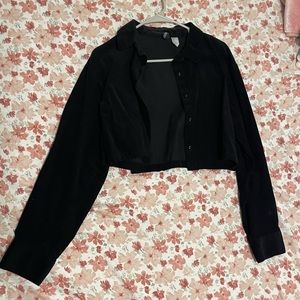 Cropped longe sleeve corduroy jacket